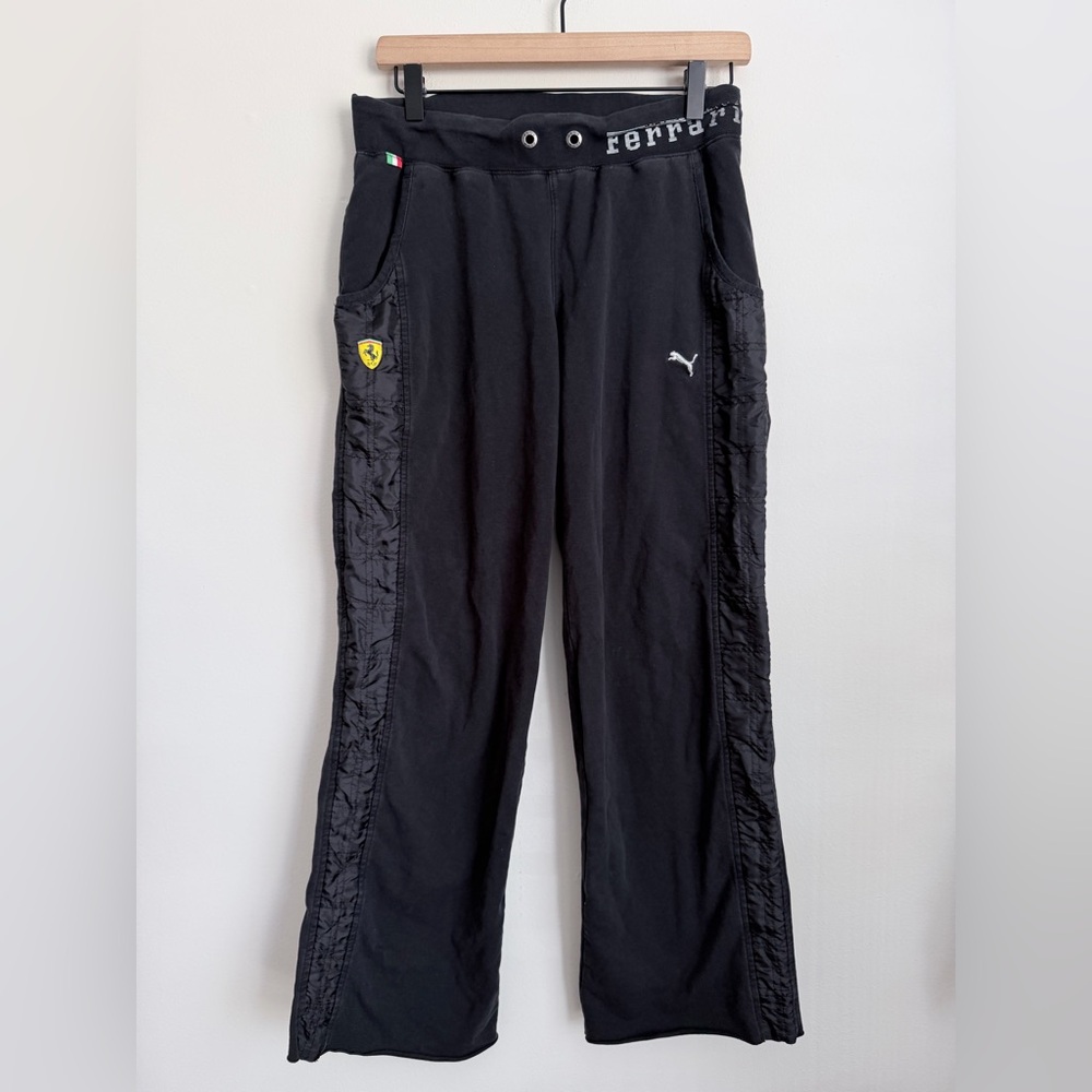 Puma x Ferrari Sweatpants Women's S Black Straight Leg Quilted Sides